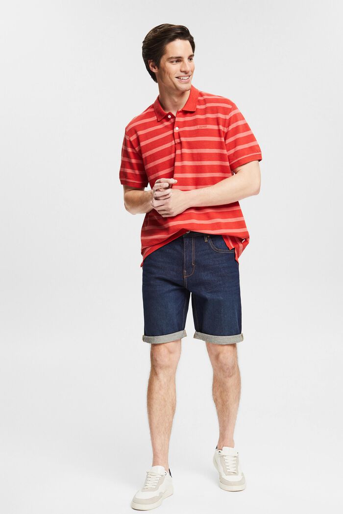 Polo-Shirt mit Streifen, RED ORANGE, detail image number 2