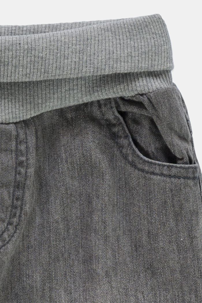 Jeans mit Ripp-Bund, 100% Bio-Baumwolle, GREY MEDIUM WASHED, detail image number 2