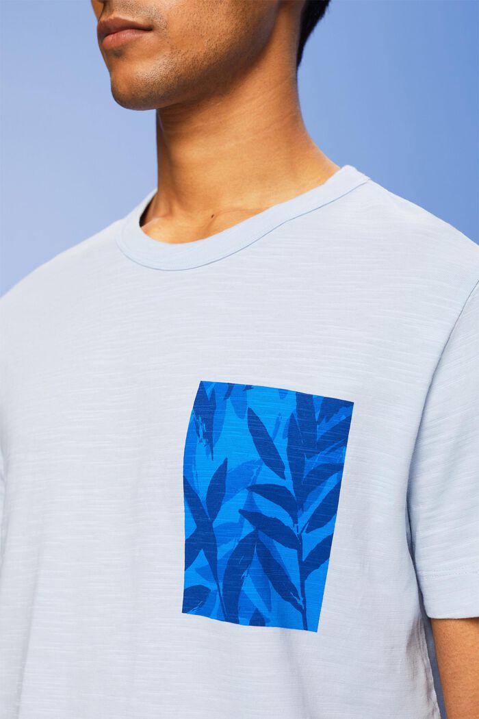 Jersey-T-Shirt mit Brust-Print, 100 % Baumwolle, PASTEL BLUE, detail image number 2