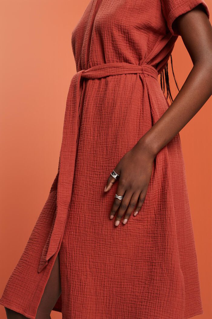 ESPRIT - Hemdblusenkleid mit Bindegürtel, 100 % Baumwolle in unserem Online  Shop