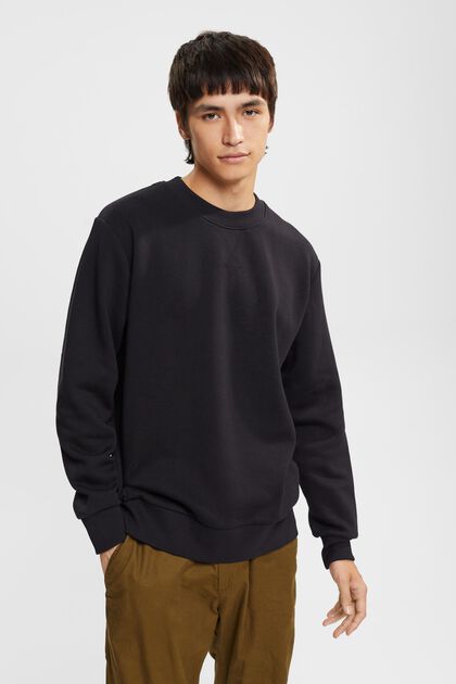 Recycelt: unifarbenes Sweatshirt, BLACK, overview