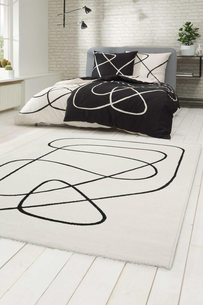 Kurzflor-Teppich mit Art-Dessin, WHITE, detail image number 0
