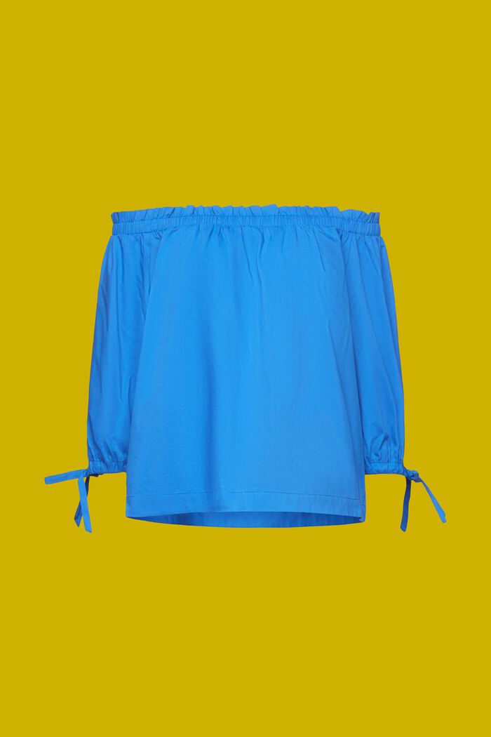 Off-Shoulder-Bluse aus Popeline, BRIGHT BLUE, detail image number 7