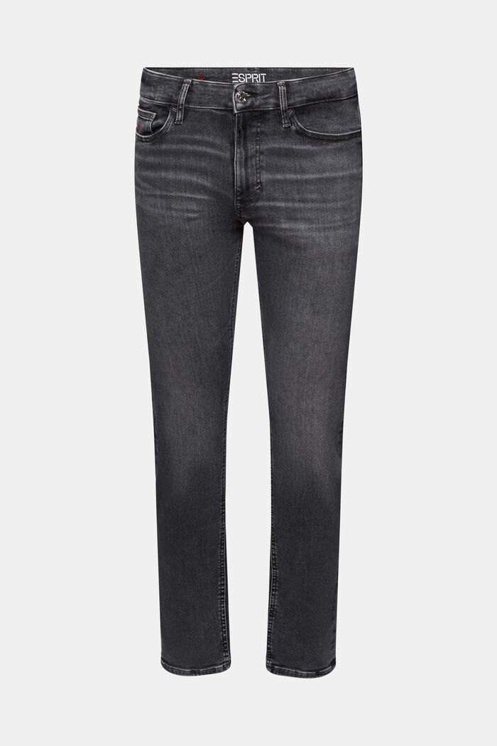 Jeans mit schmaler Passform und mittelhohem Bund, BLACK DARK WASHED, detail image number 7
