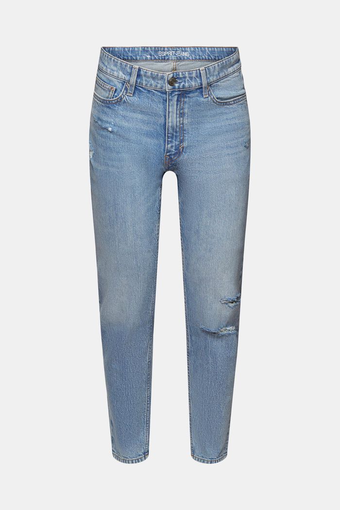 Gerade, konische Jeans mit mittelhohem Bund, BLUE LIGHT WASHED, detail image number 6
