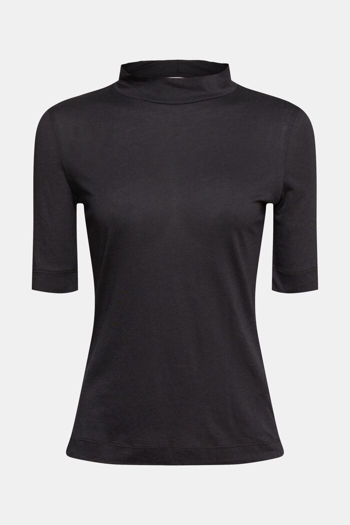 T-Shirt mit Stehkragen, TENCEL™, BLACK, detail image number 7