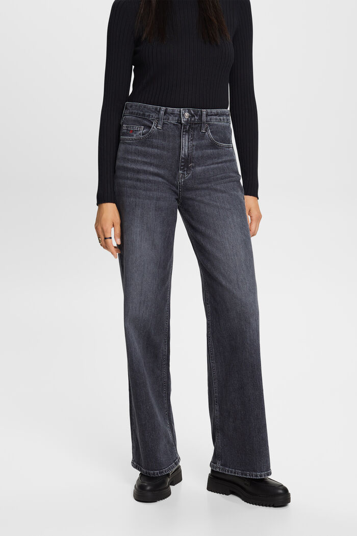 Jeans mit hohem Bund und geradem Bein, BLACK MEDIUM WASHED, detail image number 0