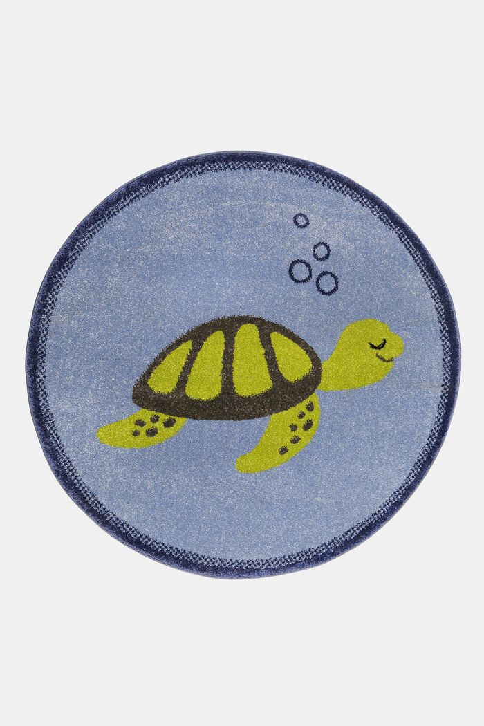 Runder Teppich mit Schildkröten-Motiv, BLUE, overview