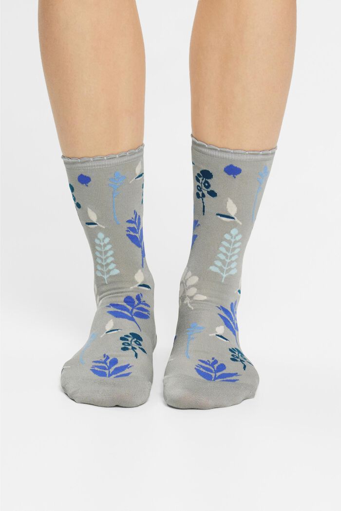 Socken mit floralem Muster, LIME GREEN, detail image number 2