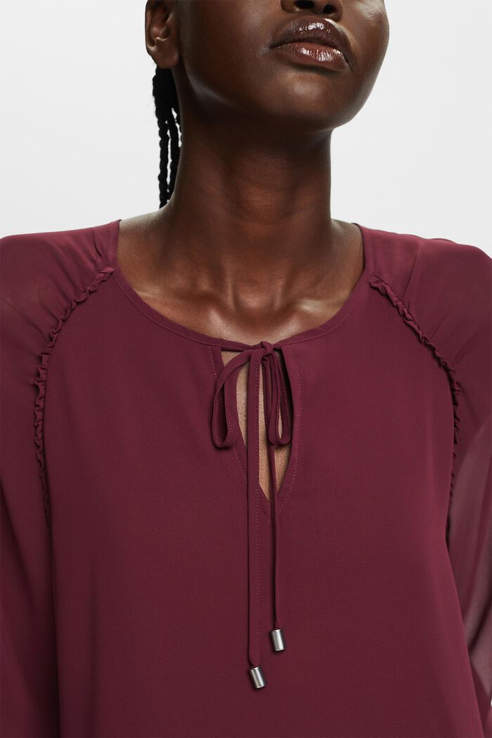 Recycelt: Chiffonbluse, AUBERGINE, detail image number 2