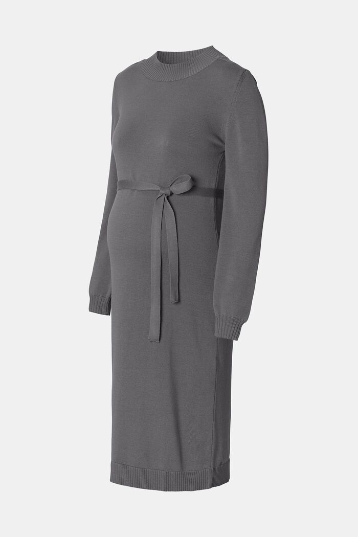 Midi-Kleid in Strickqualität mit abnehmbarem Gürtel, MEDIUM GREY, detail image number 4