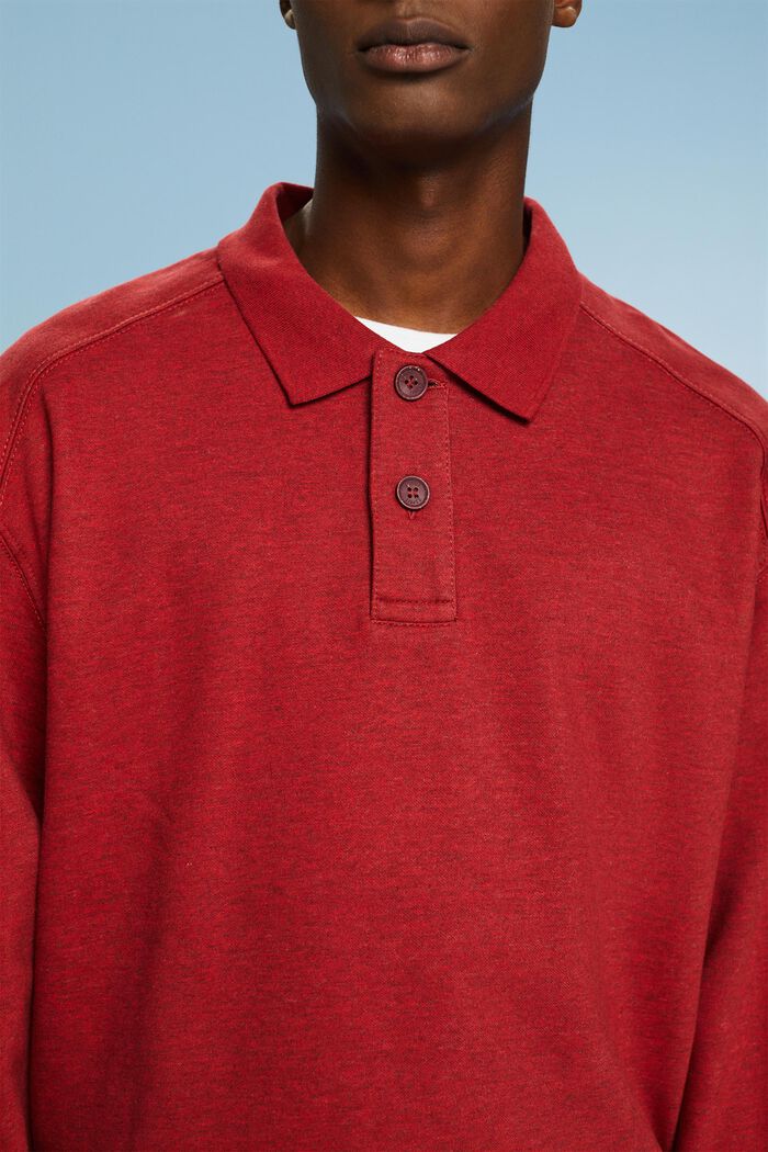 Langärmliges Polo-Sweatshirt, DARK RED, detail image number 3