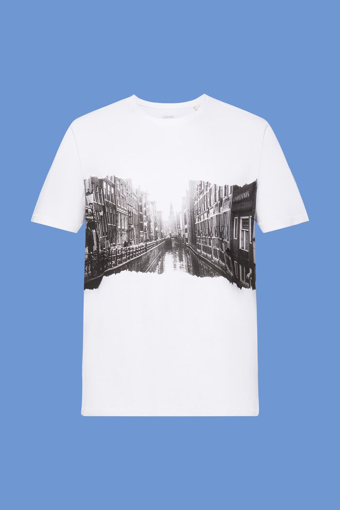 Rundhals-T-Shirt mit Print, 100 % Baumwolle, WHITE, detail image number 6