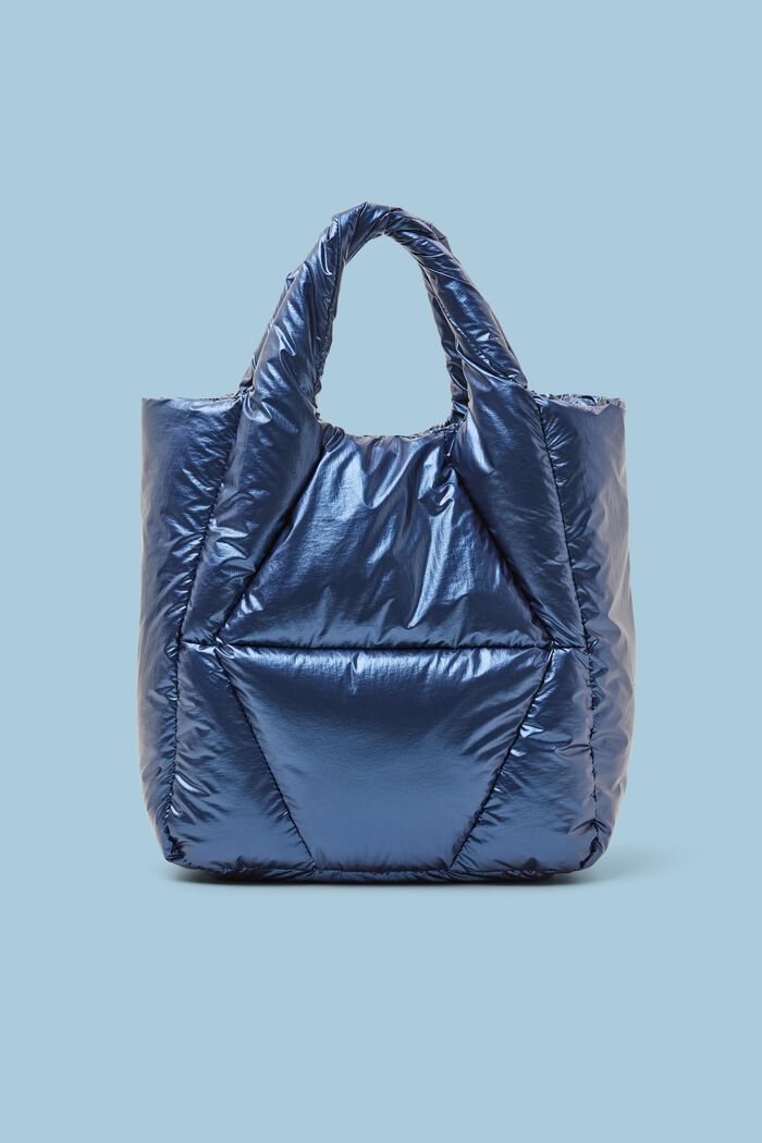 Gesteppte Tote Bag in Metallic-Optik, DARK BLUE, detail image number 0