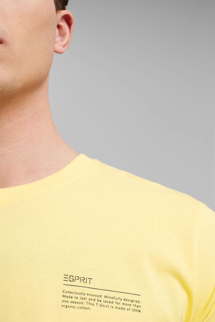 Jersey-T-Shirt mit Print, 100% Bio-Baumwolle, LIGHT YELLOW, detail image number 1
