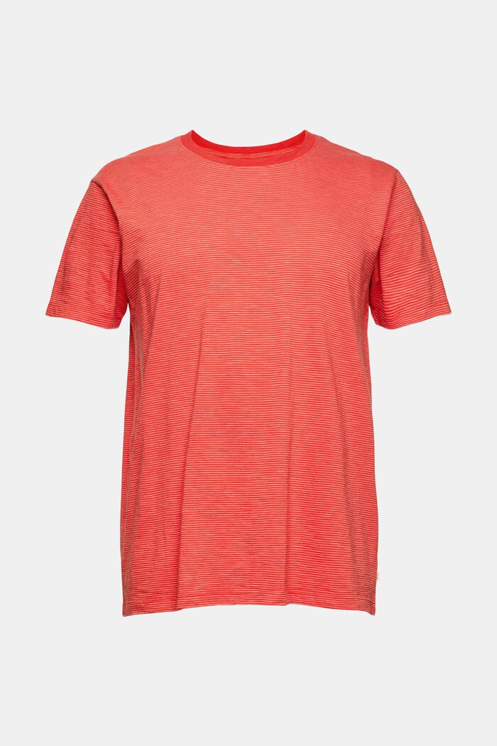 Jersey-T-Shirt mit Streifenmuster, RED ORANGE, overview