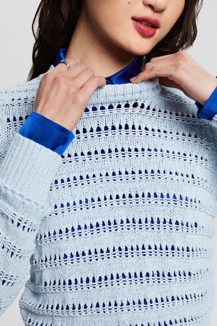 Offenmaschig gestrickter Pullover, LIGHT BLUE, detail image number 3
