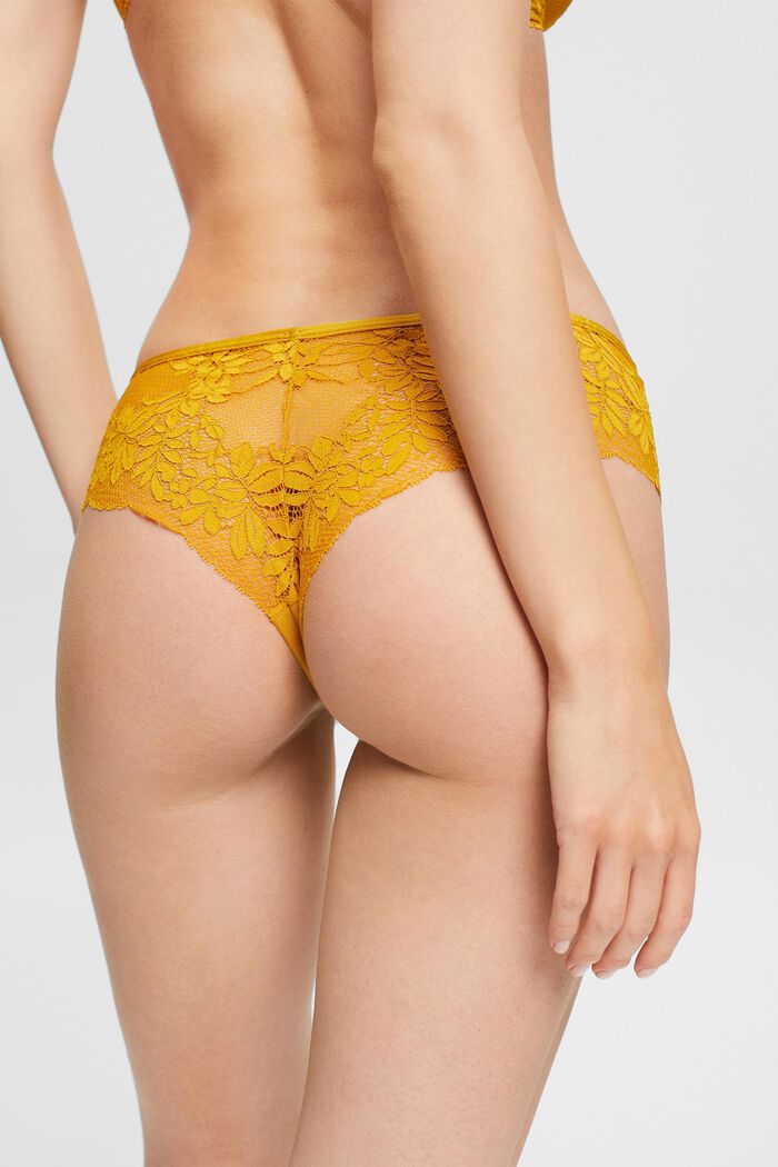 Recycelt: Hipster-Shorts mit Spitze, HONEY YELLOW, detail image number 2