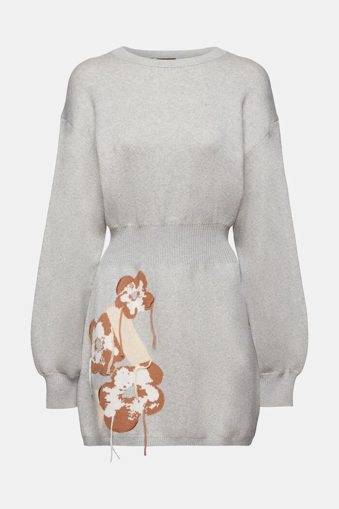 Fit-and-flare-Kleid mit floralem Jacquard-Muster, LIGHT GREY, detail image number 6
