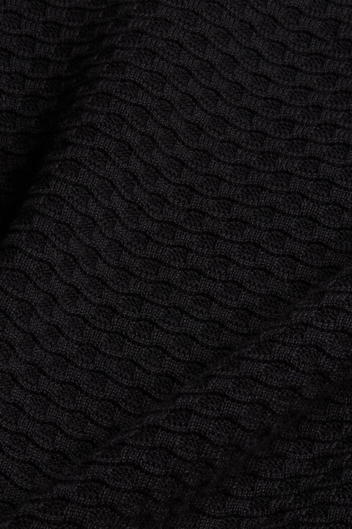 Pullover mit Waffelstruktur, 100% Baumwolle, BLACK, detail image number 4