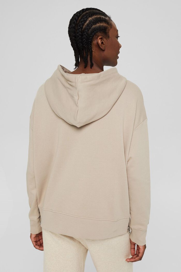 Hoodie mit Zippern aus 100% Baumwolle, LIGHT TAUPE, detail image number 4