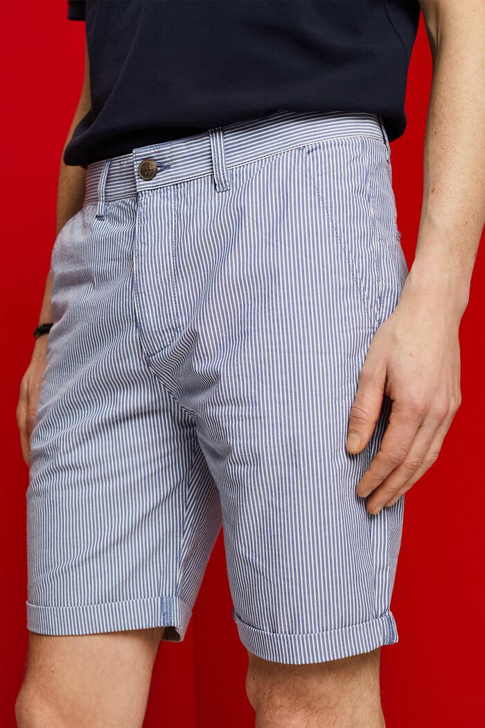Gestreifte Chino-Shorts, 100 % Baumwolle, BLUE, detail image number 2