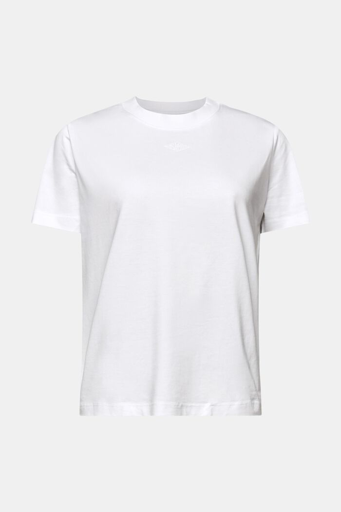 T-Shirt aus Pima-Baumwolle mit Logostickerei, WHITE, detail image number 6