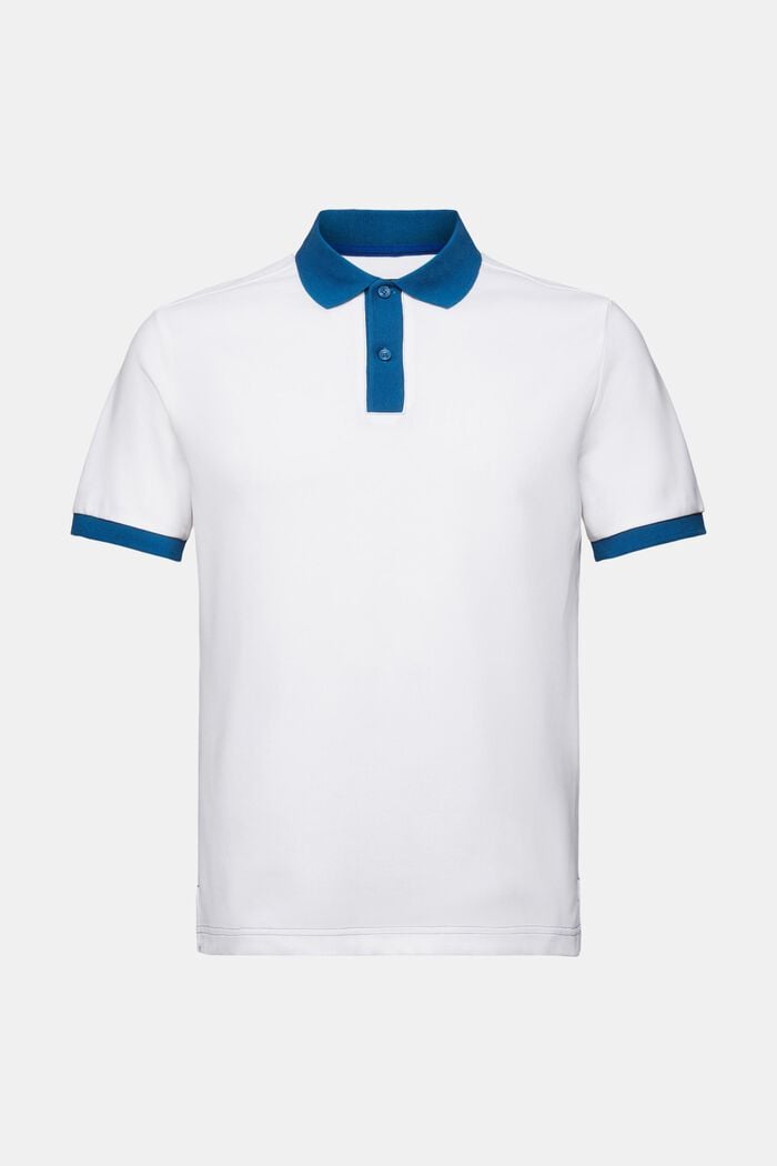Zweifarbiges Piqué-Poloshirt, WHITE, detail image number 5