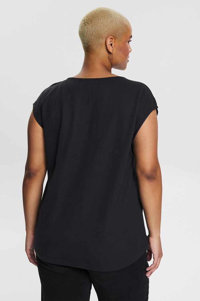 CURVY T-Shirt mit V-Ausschnitt, BLACK, detail image number 3