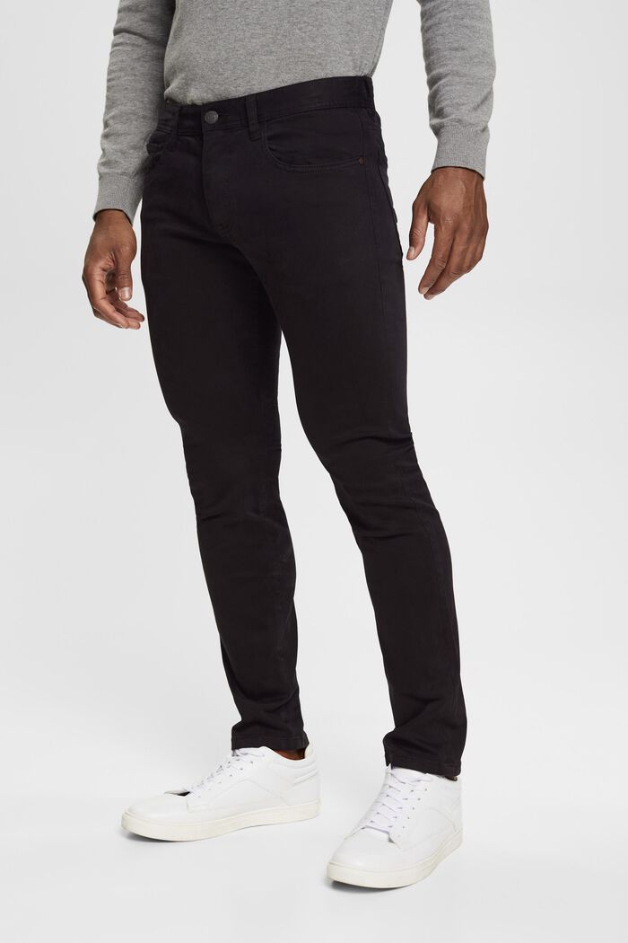 Slim-Fit-Hose aus organischer Baumwolle, BLACK, detail image number 0