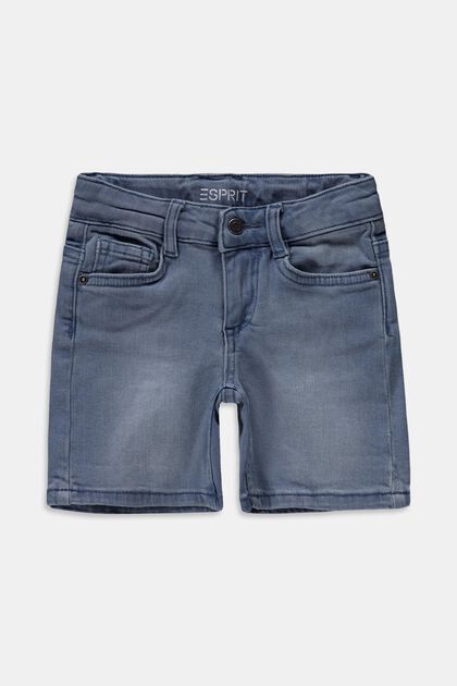 Jeans-Shorts mit Verstellbund, BLUE BLEACHED, overview