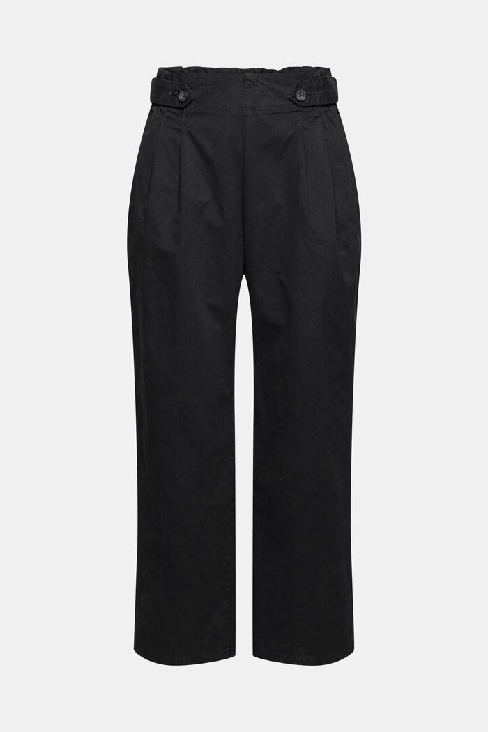 Cropped Hose mit Gummibund, 100% Baumwolle, BLACK, overview