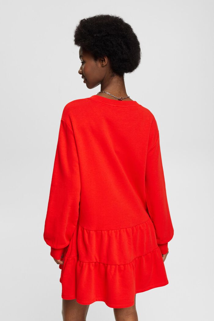 Mini-Sweatshirt-Kleid mit Rüschen, RED, detail image number 3