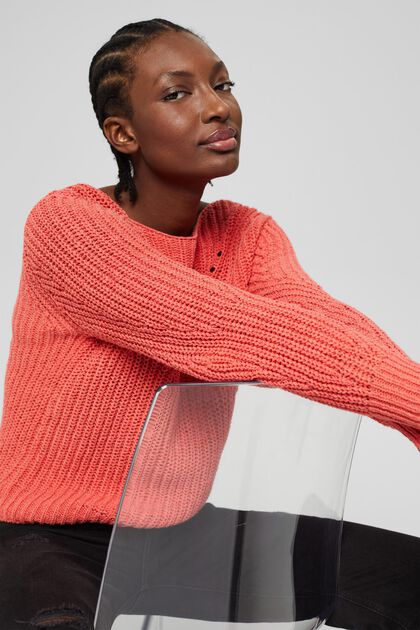Pullover aus Baumwoll-Mix, CORAL, overview
