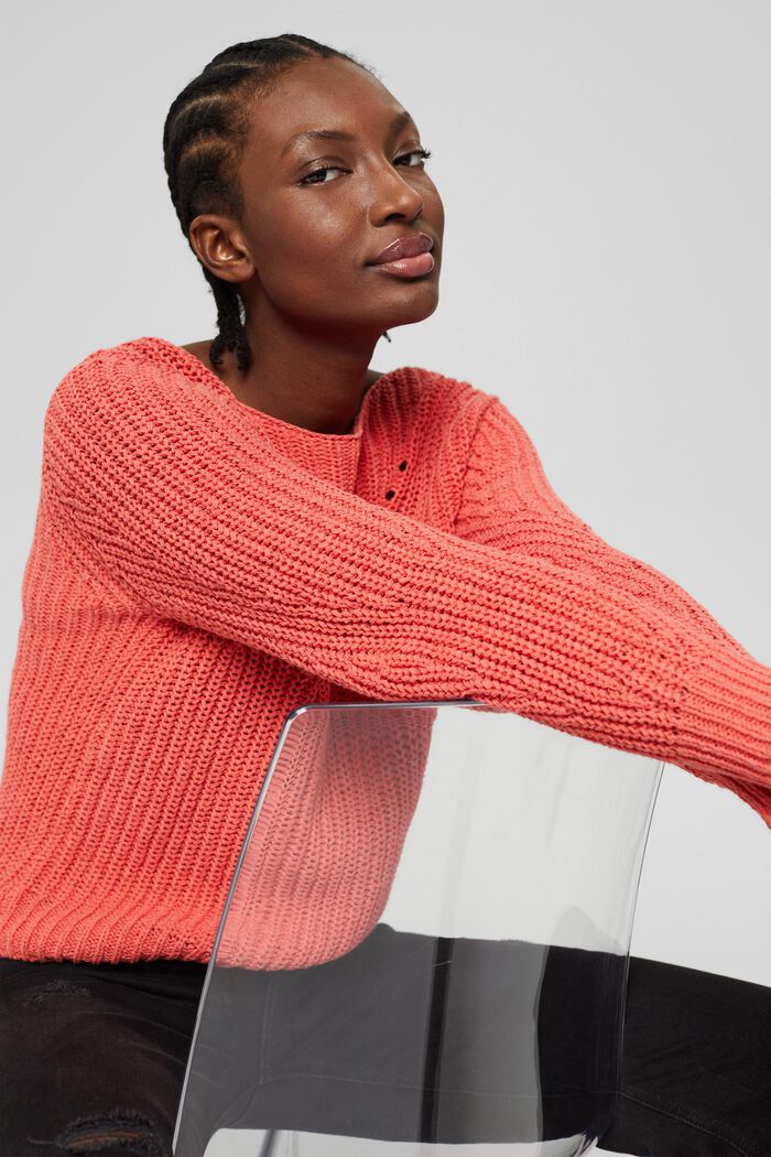 Pullover aus Baumwoll-Mix, CORAL, detail image number 5