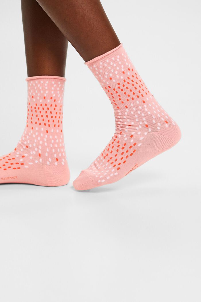 2er-Pack Socken mit Punktemuster, Bio-Baumwolle, ROSE/WHITE, detail image number 1
