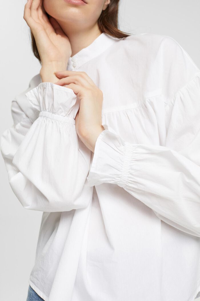 Bluse mit gerüschten Ärmelbündchen, WHITE, detail image number 2
