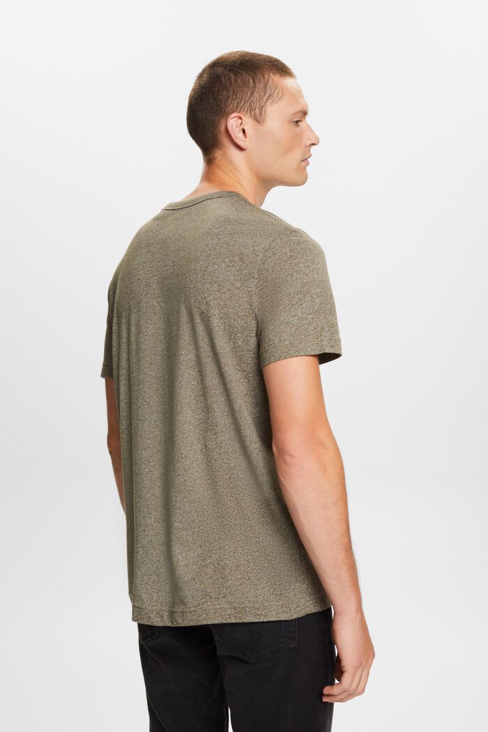 Rundhals-T-Shirt aus Jersey, Baumwollmix, KHAKI GREEN, detail image number 3