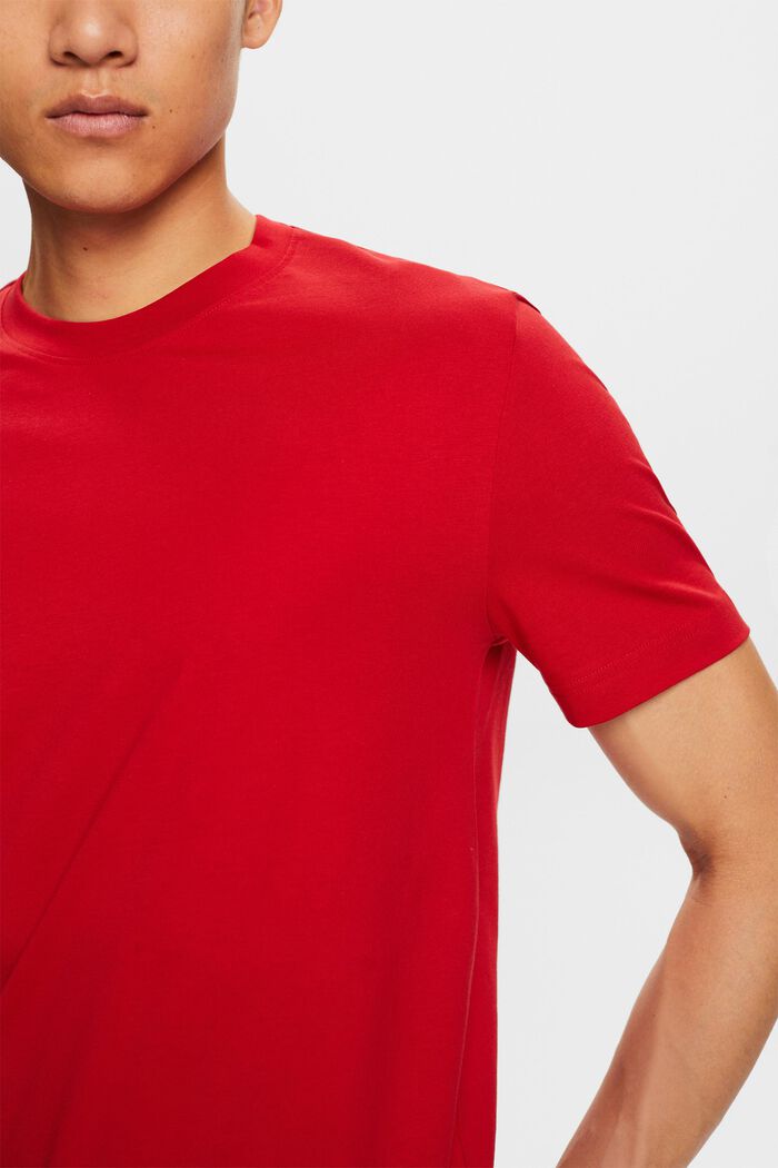 Rundhals-T-Shirt aus Pima-Baumwolljersey, DARK RED, detail image number 2