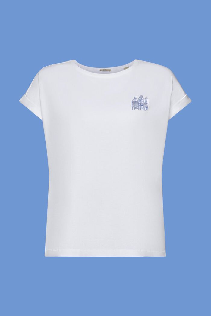 T-Shirt mit Mini-Print, 100 % Baumwolle, WHITE, detail image number 6