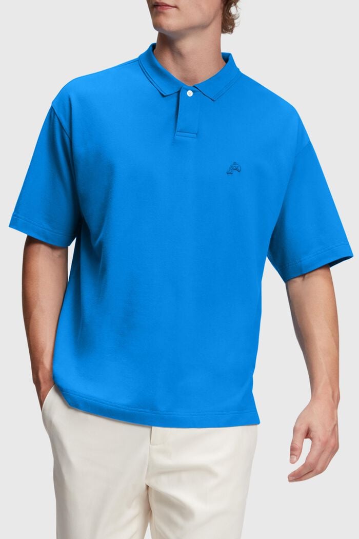 Relaxed Fit Poloshirt mit Dolphin-Badge, BLUE, detail image number 0