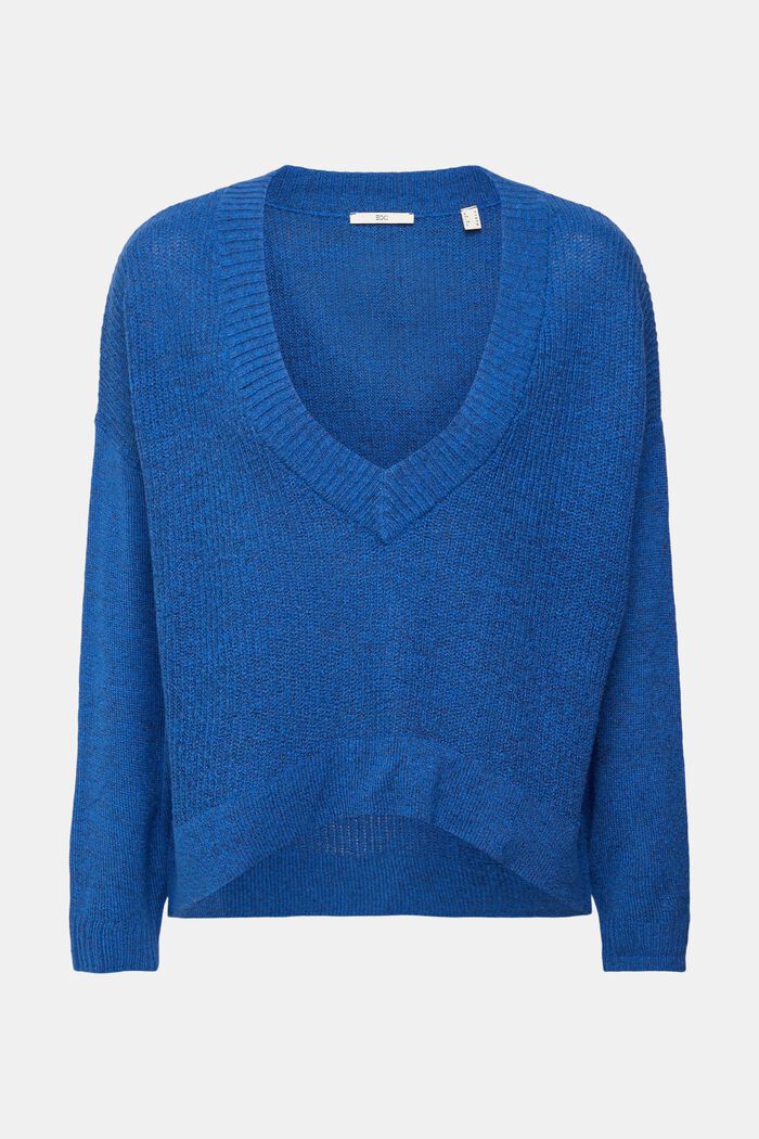 Wollmix: Pullover mit V-Neck, BLUE, detail image number 5