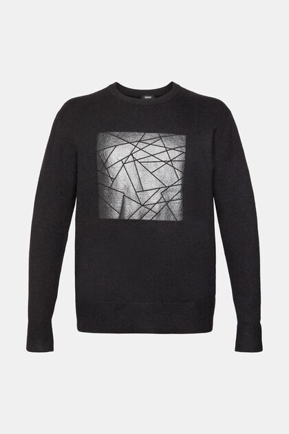 Pullover mit Print, BLACK, overview