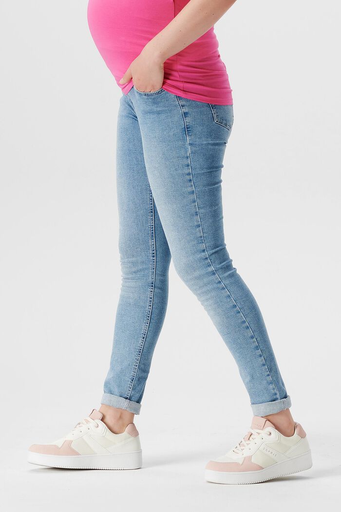 Schmal geschnittene Jeans mit Überbauchbund, LIGHT WASHED, detail image number 3