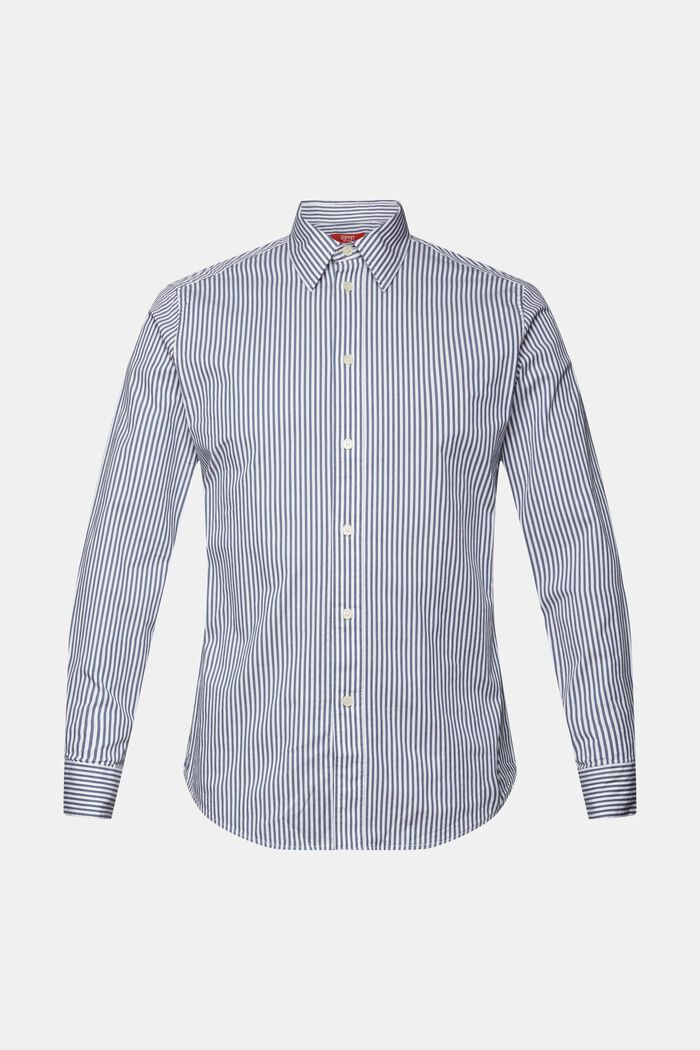 Gestreiftes Hemd aus Baumwoll-Popeline, GREY BLUE, detail image number 6