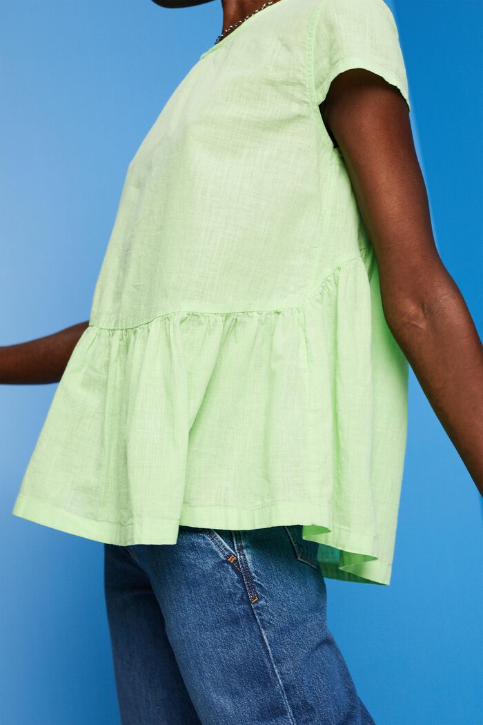 Bluse aus nachhaltiger Baumwolle mit kurzen Ärmeln, CITRUS GREEN, detail image number 4
