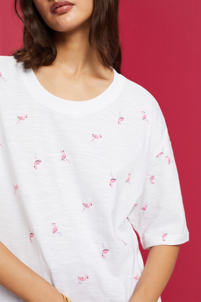 T-Shirt mit Allover-Print, 100 % Baumwolle, WHITE, detail image number 2