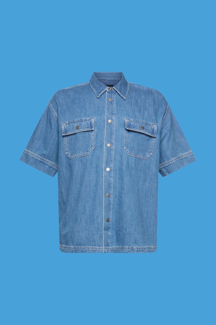 Kurzärmeliges Hemd im Boxy-Style, BLUE MEDIUM WASHED, detail image number 6