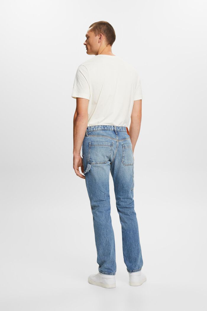 Gerade Carpenter Jeans mit mittelhohem Bund, BLUE BLEACHED, detail image number 3