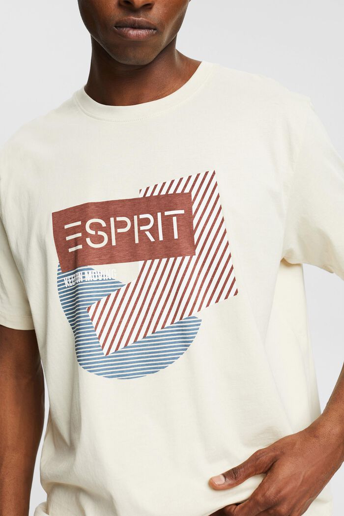 Jersey-T-Shirt mit Print, Bio-Baumwolle, CREAM BEIGE, detail image number 1